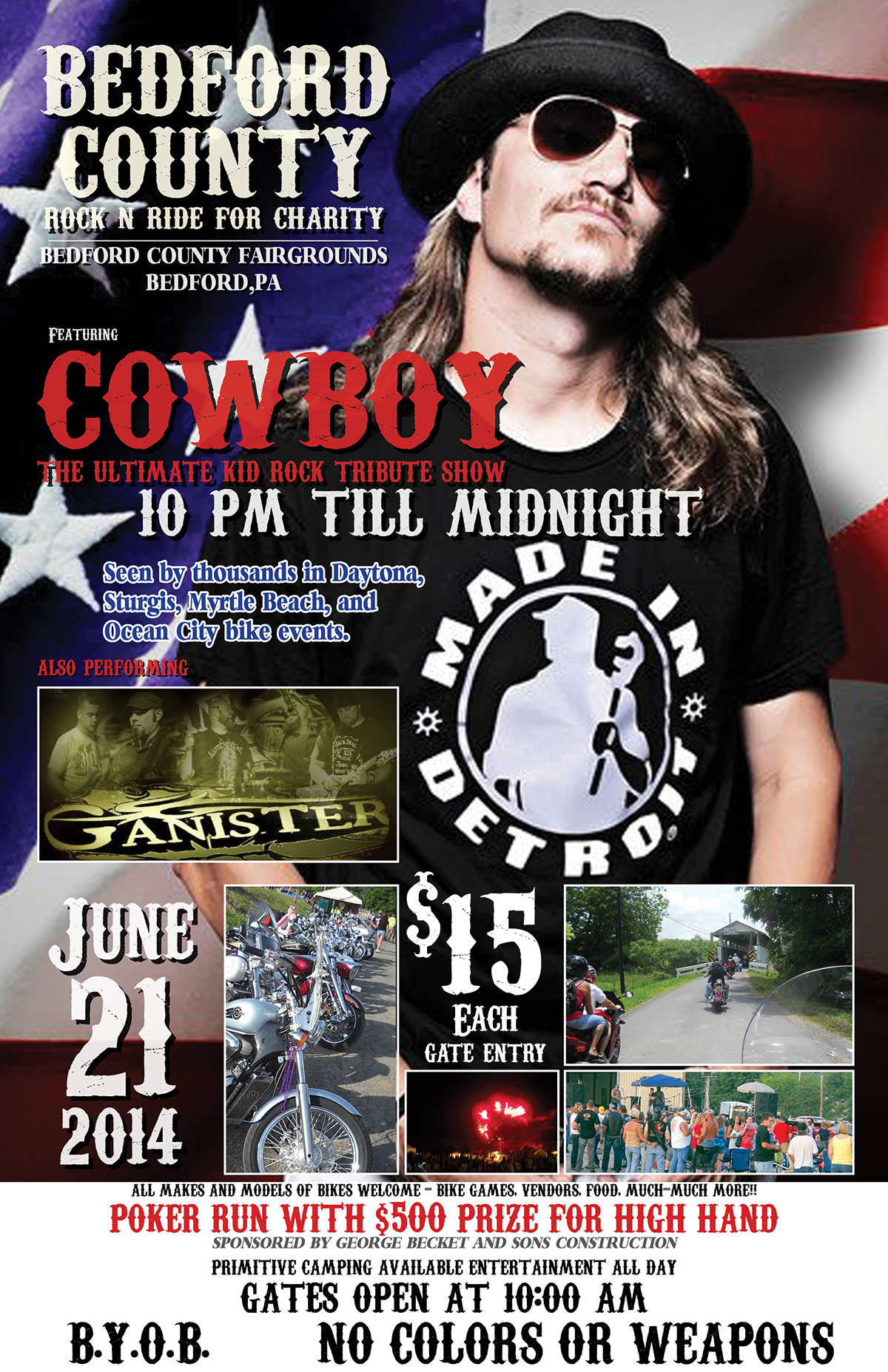 Motorcycle Ride kid rock tribute Charity event