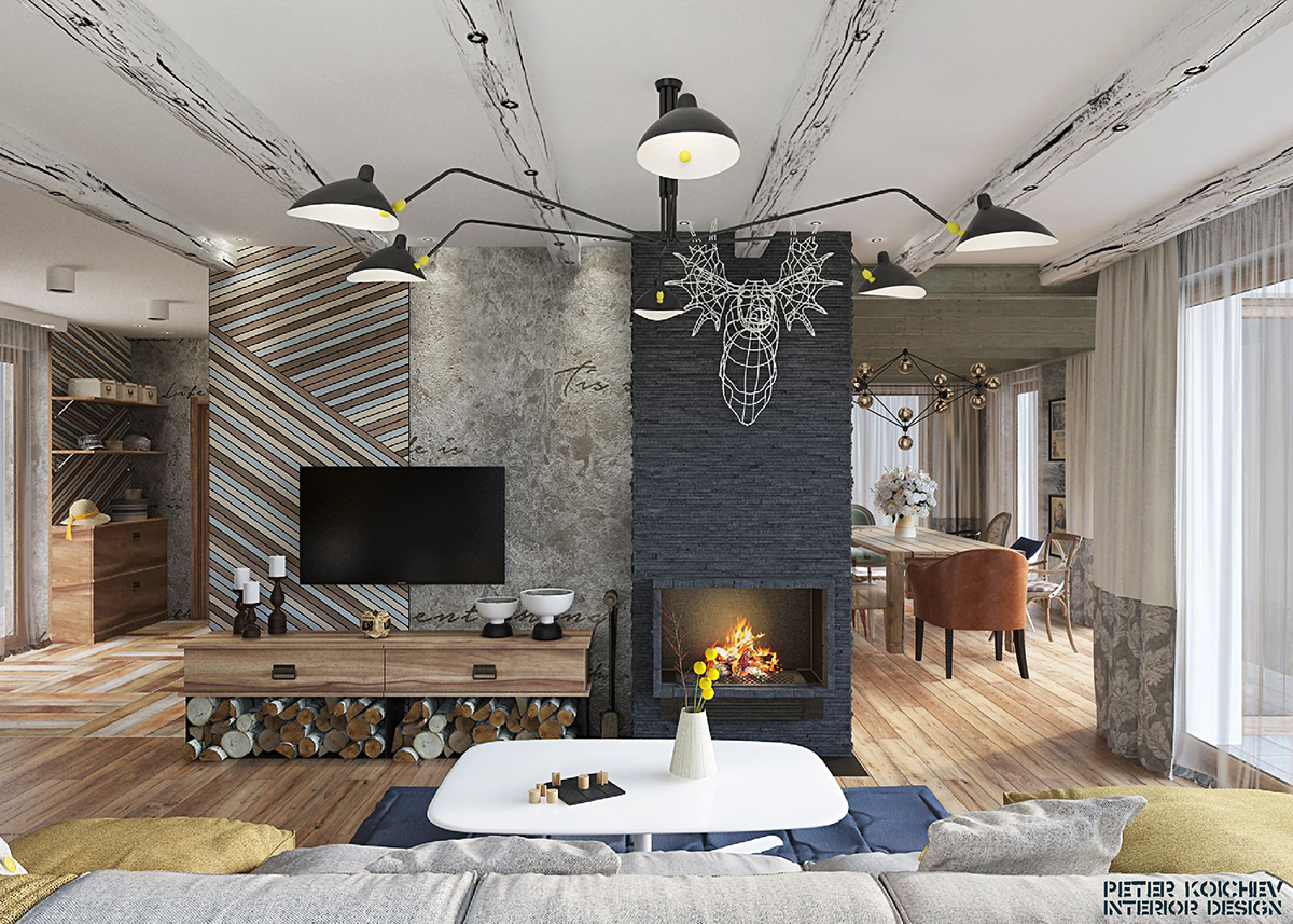 vintage industrial Guest House 3D Visualization 3ds max CGI V-ray