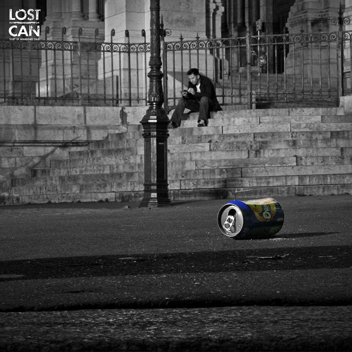 cans abandonned b&w black & white bottles