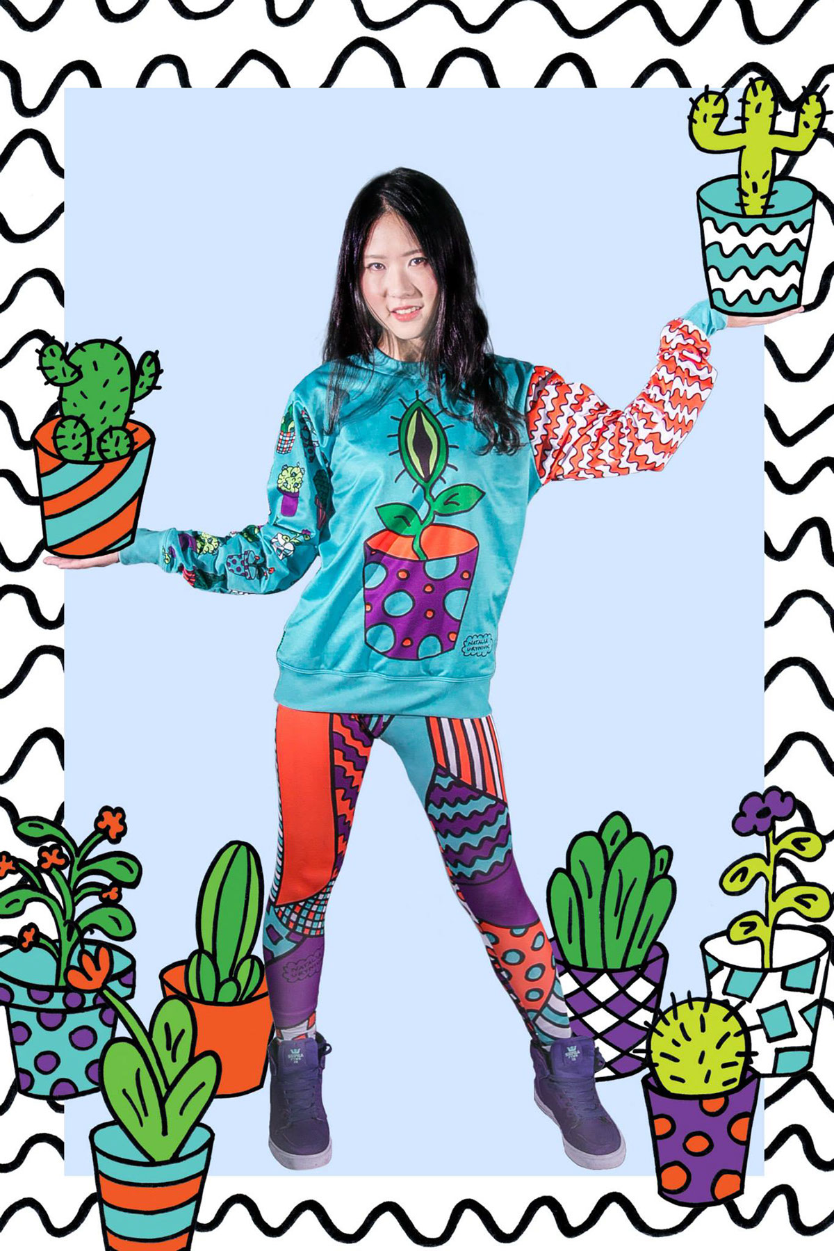 evc dsgn Uryniuk tshirt prints modeling fashion design model crazy Colourful  colors asia Patterns Flowers Cat dog