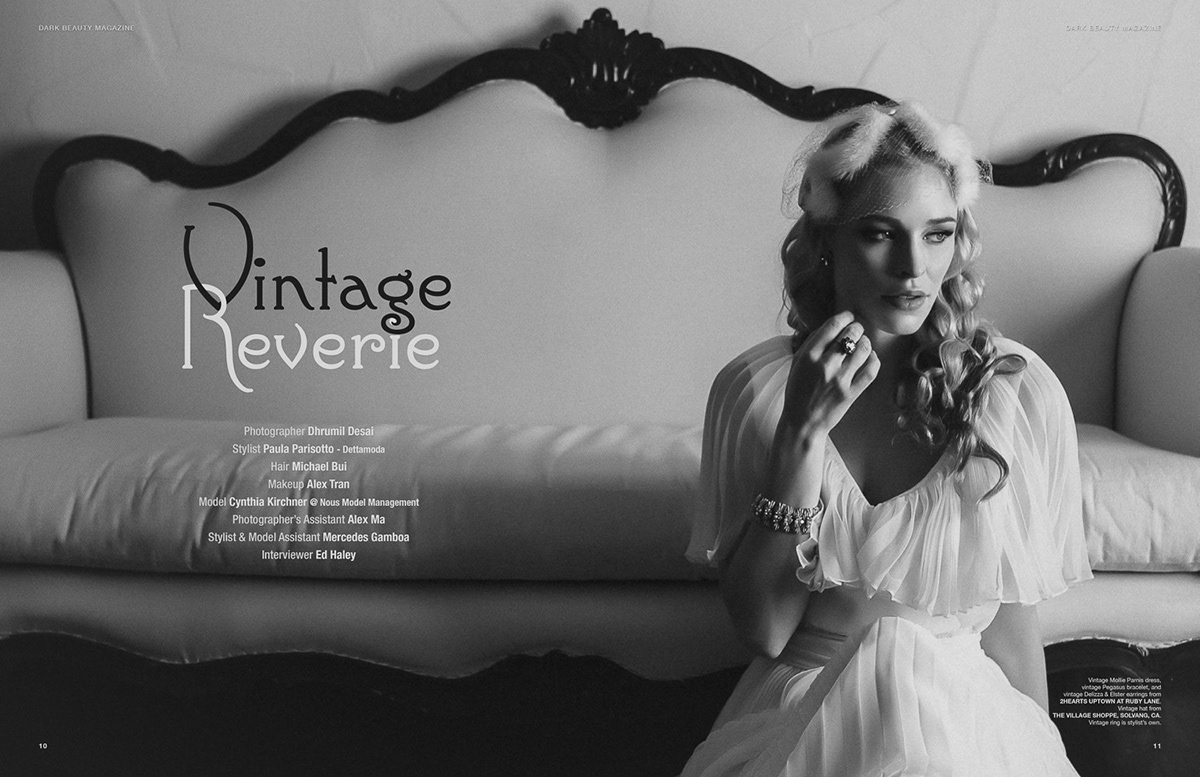 model editorial monochrome black and white vintage art magazine cover interview