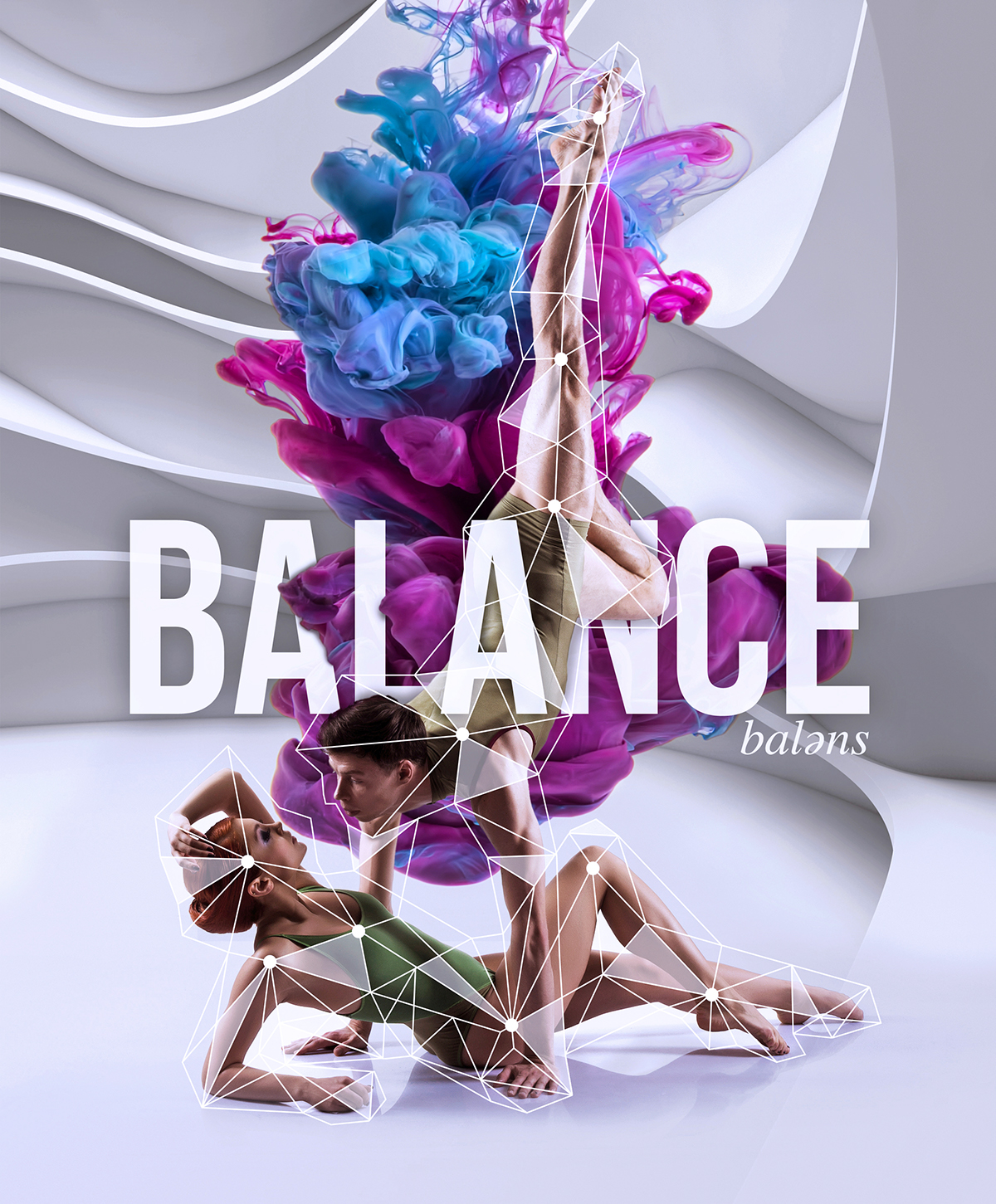 balance control Harmony advertaising surreal water ink type photoshop poly circles colors editorial
