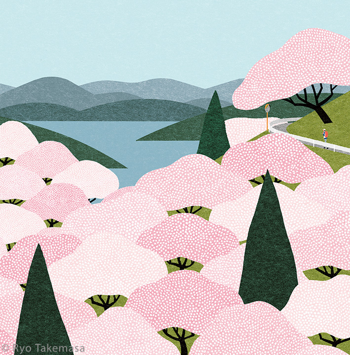 Landscape japan Cherry blossoms spring