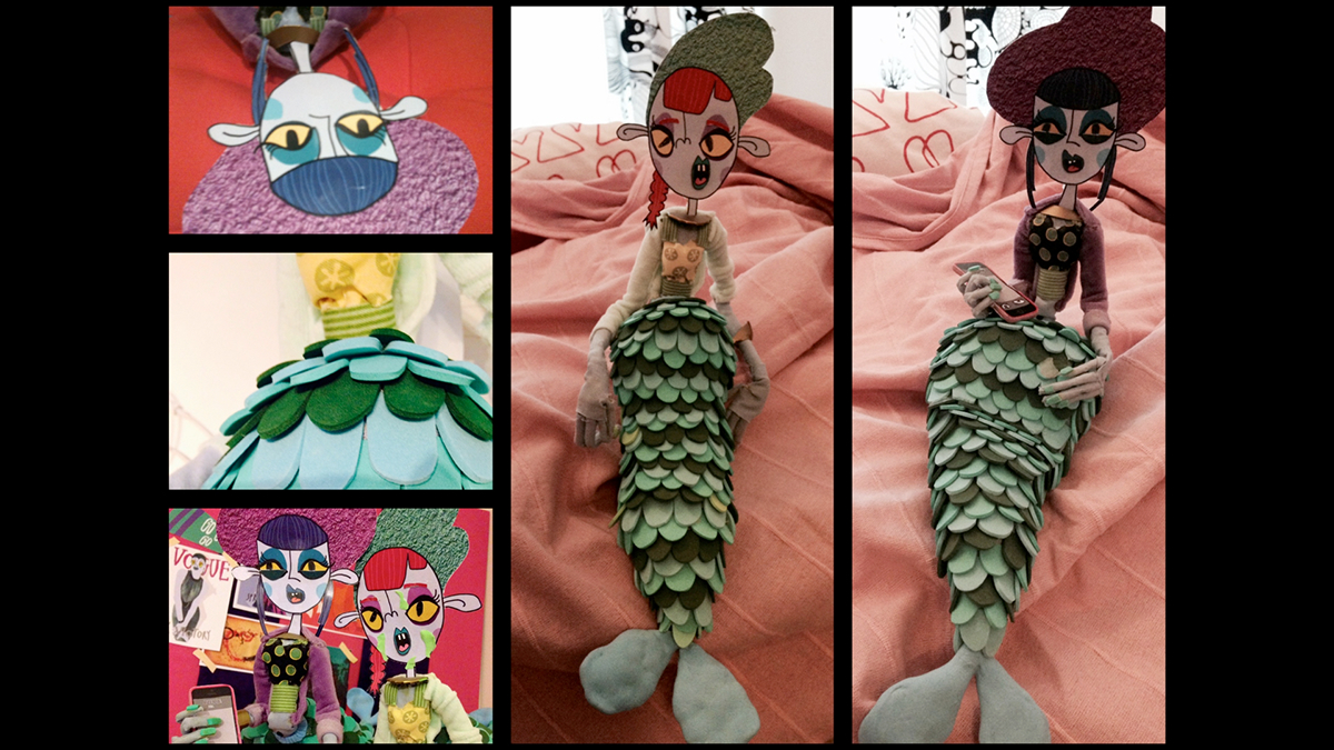 girls horror movie mermaid teenage fake conversation puppet paper