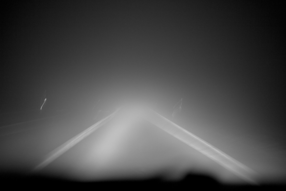 fog city dark black lights road