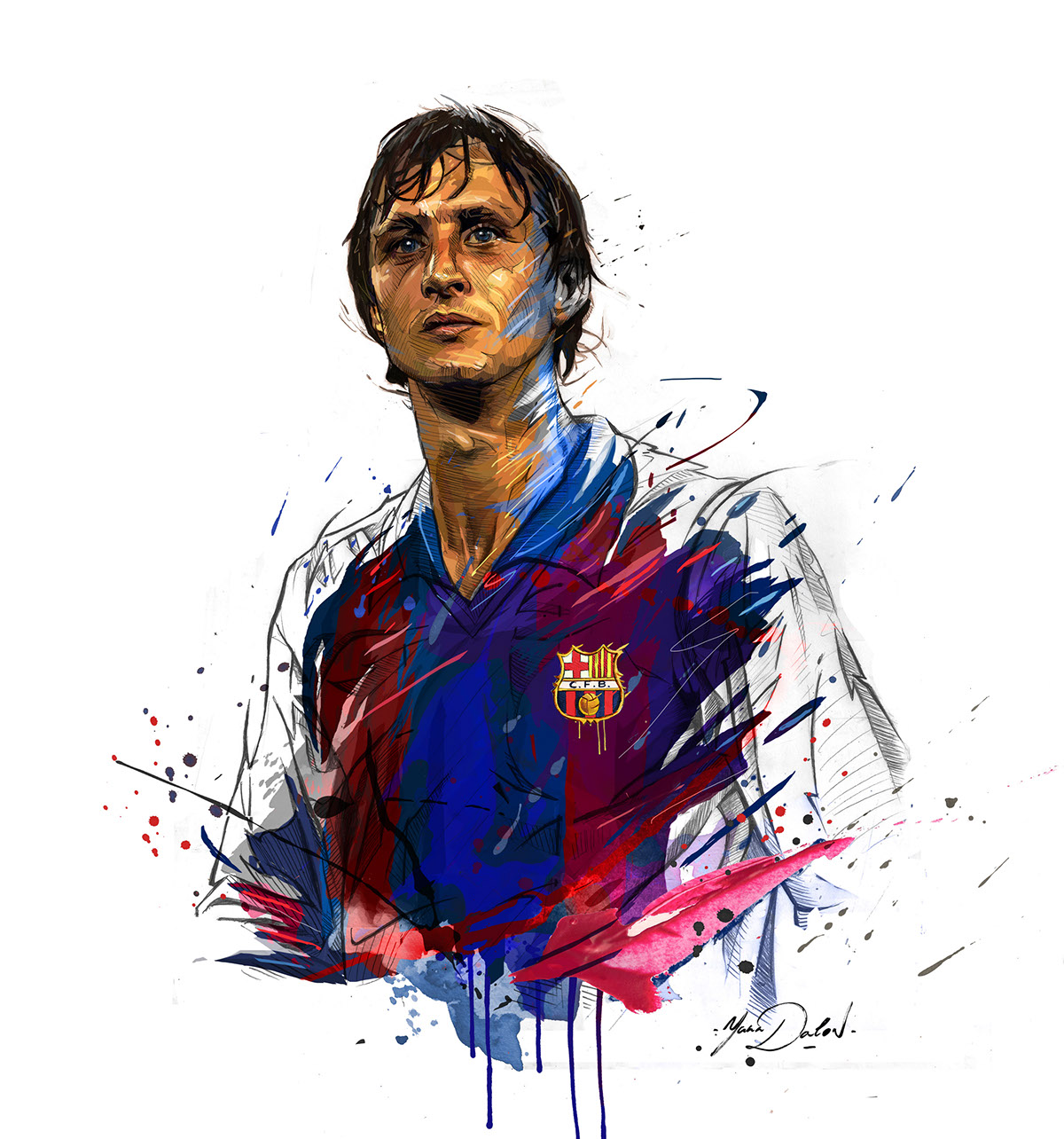 Johan Cruyff soccer FC Barcelona football Holland Ajax Amsterdam RIP messi fcb cristiano portrait Holland legend Nike puma