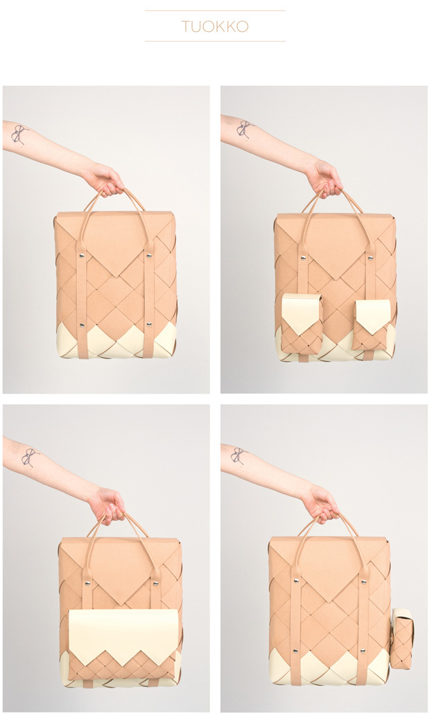 tuokko   hand made accessories backpack clutch weaved clutch Scandinavian DIY leather design Fashion 