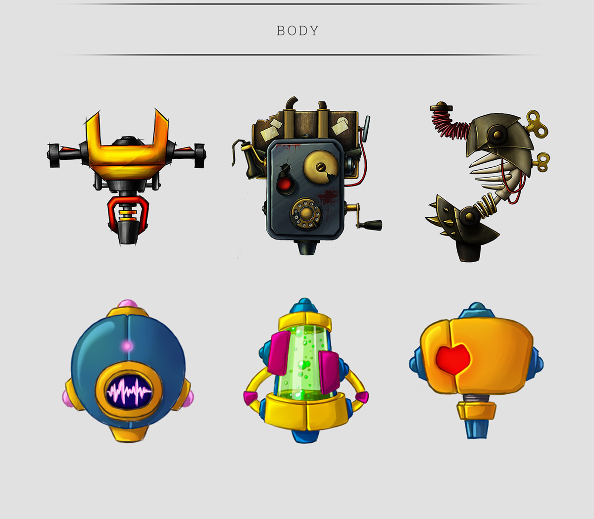 game concept props creatures monsters robots parts guns weapons
