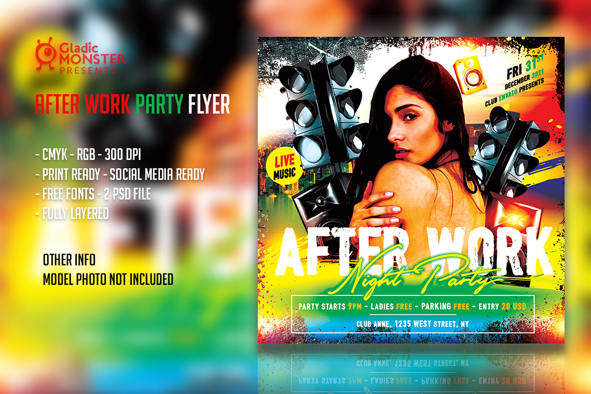 After Work Party club flyer DJ Party Flyer event flyer Flyer Design flyer template ladies night flyer party flyer Poster Design psd template