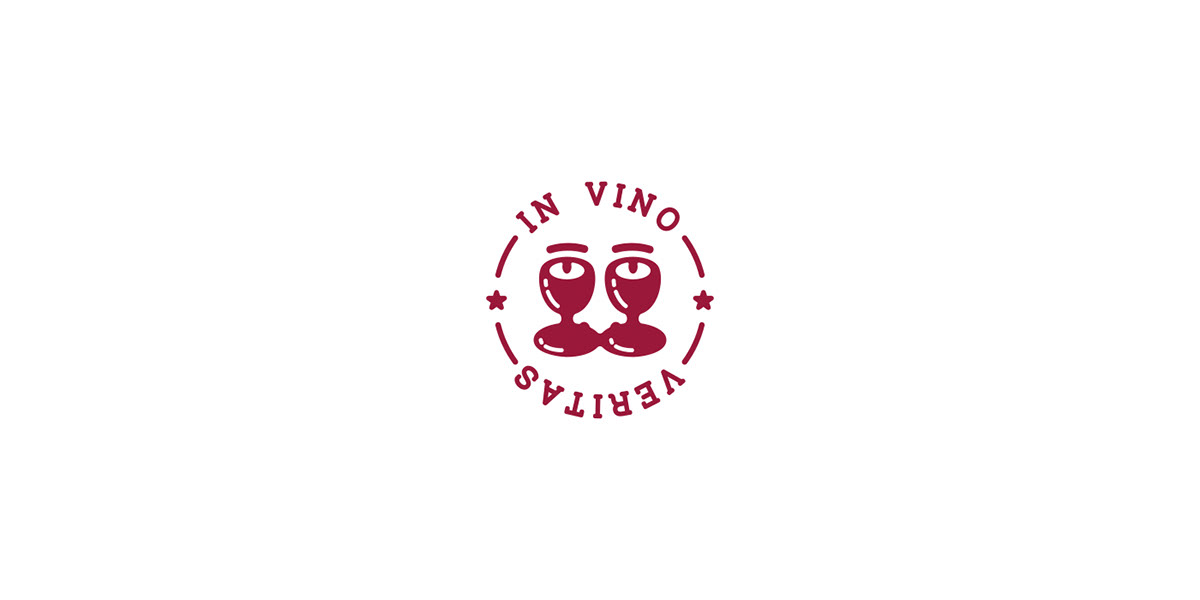 Wine glasses face negative space logo