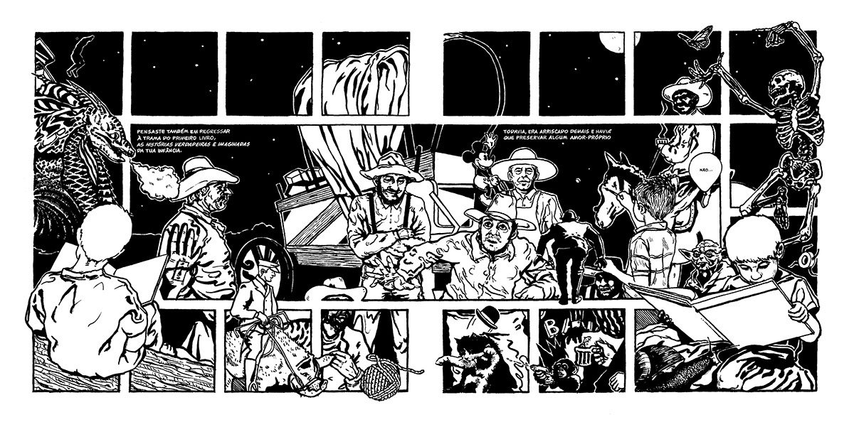 Mia autoria livro ilustrado banda desenhada experimental comics experimental authorship IPCA Hugo Maciel ink drawing black & white história de um