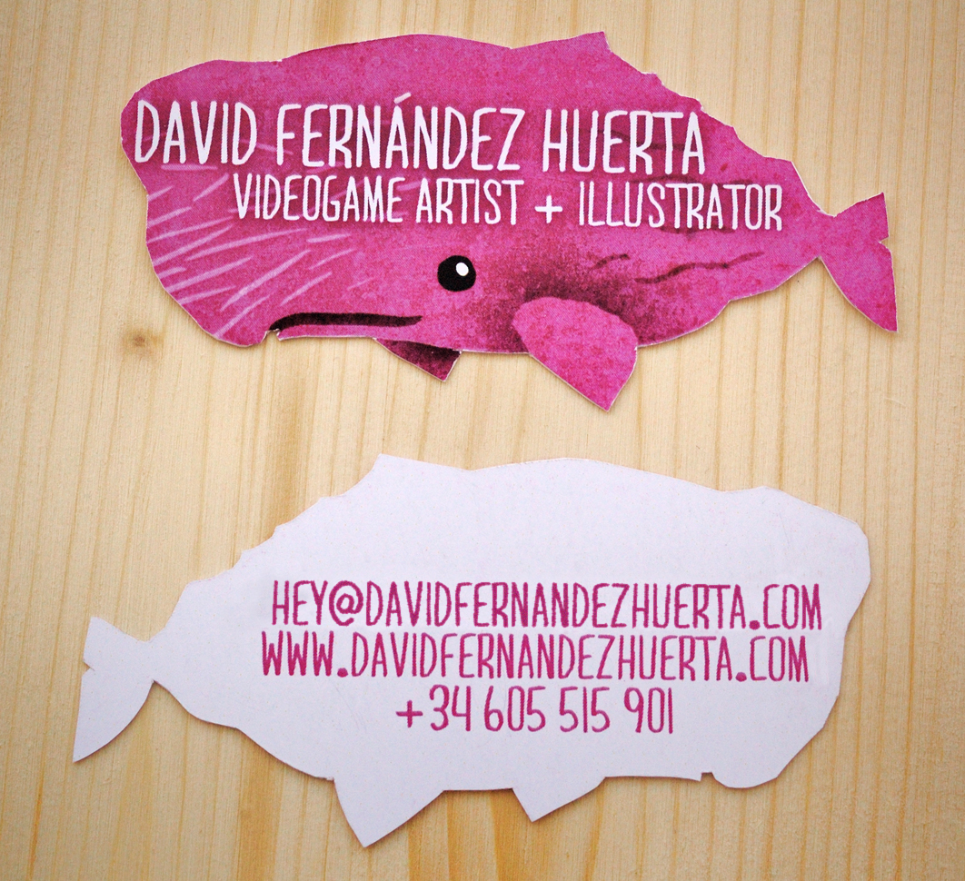 business card business card Whale cute pink illustrated Video Games Videogames artist david fernandez Huerta
