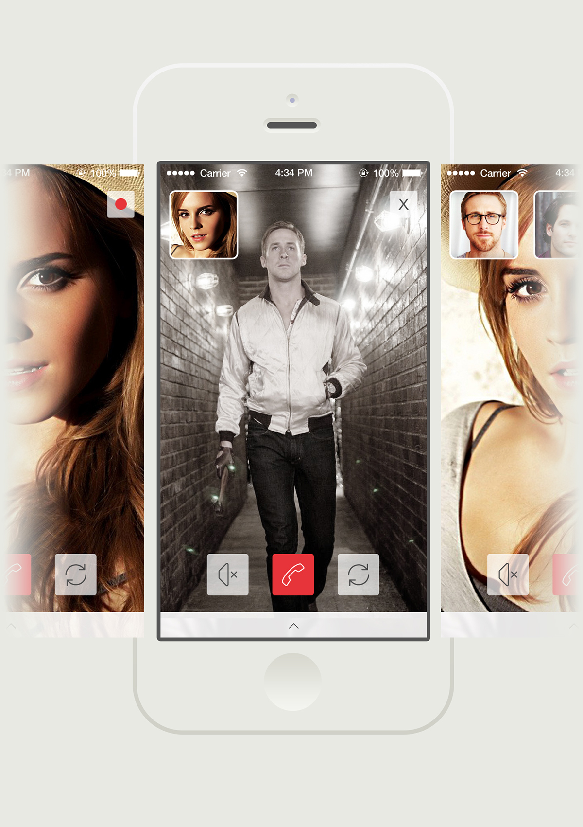 app facetime UI ux Interface iOS 7 iphone redesign flat transparent social messaging new
