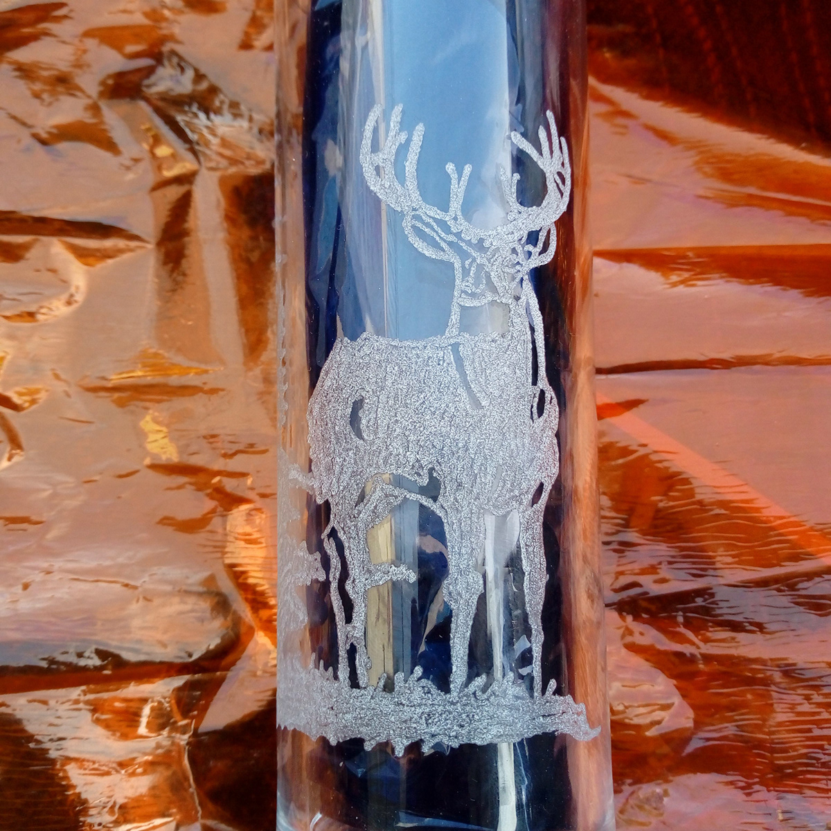 arte copo deer drill etching glass VIDRINHOS VIDRINHOSLX
