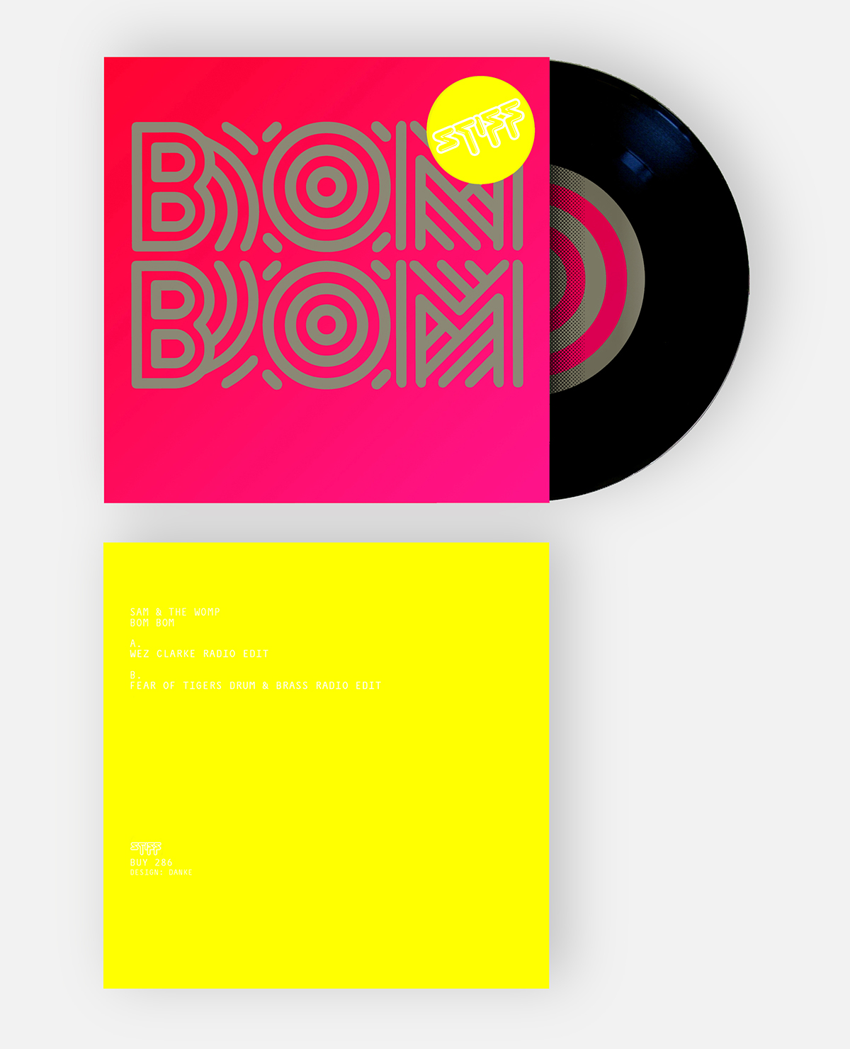 Stiff  records graphics vinyl bom bom record cover artwork