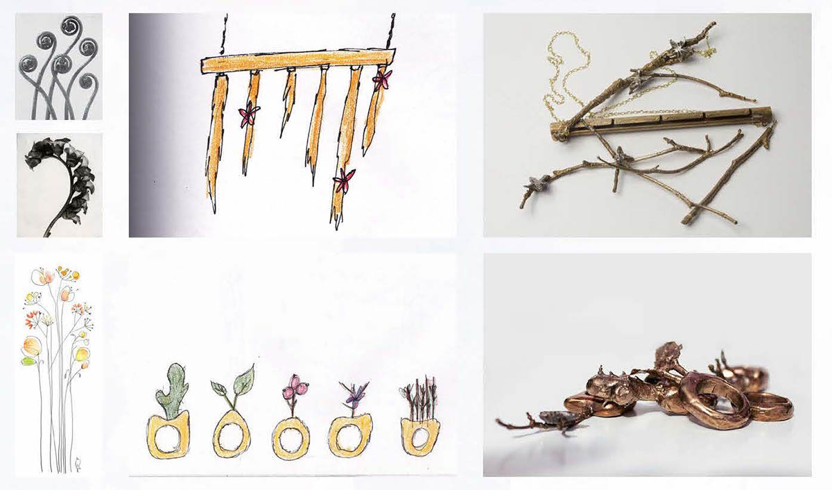branches Nature jewelry bronze casting Tree  berry leaves leaf berries Casted rings Necklace interactive 3d printing