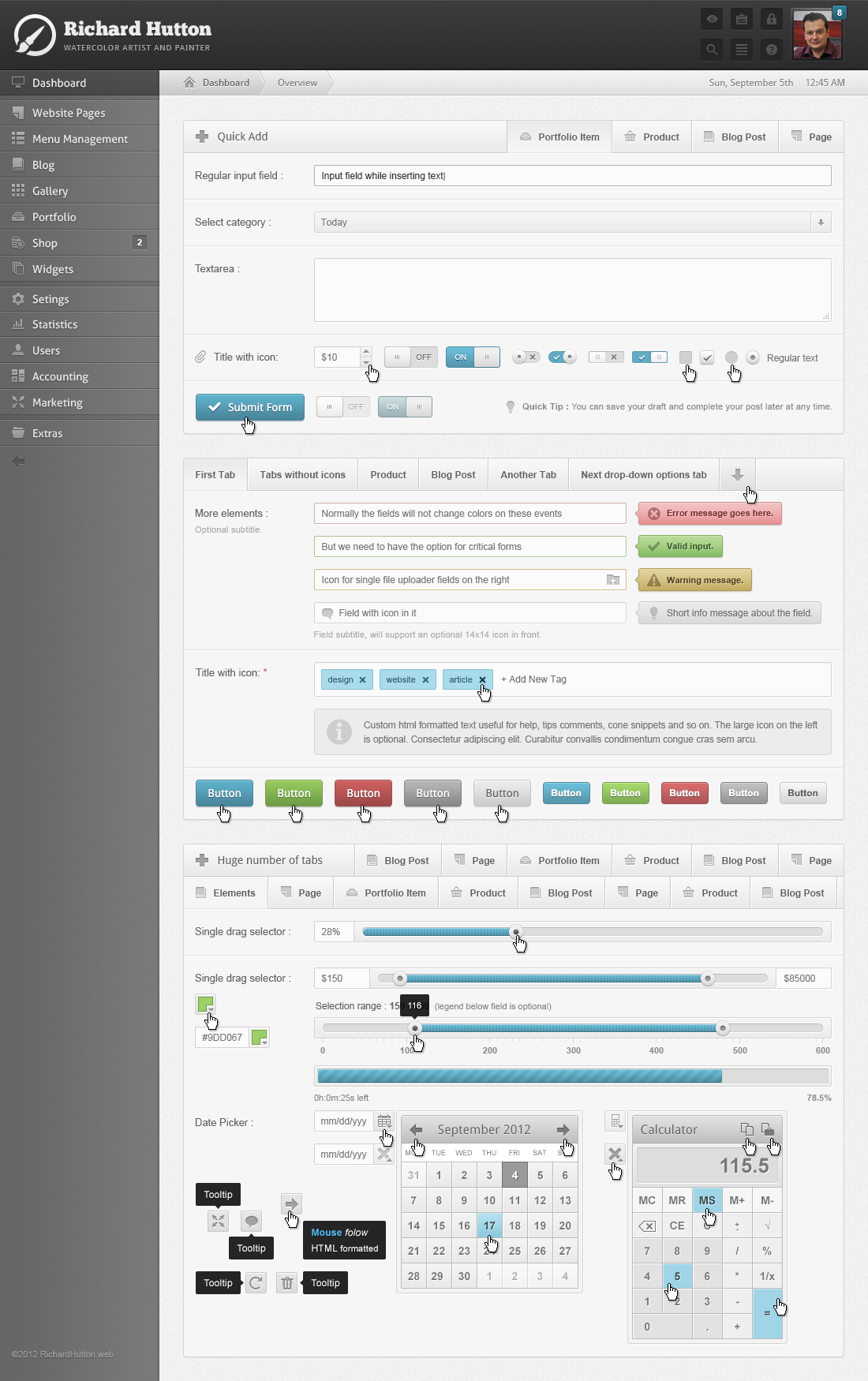 UI ux User Experience Design user interface admin panel cms Content Management System