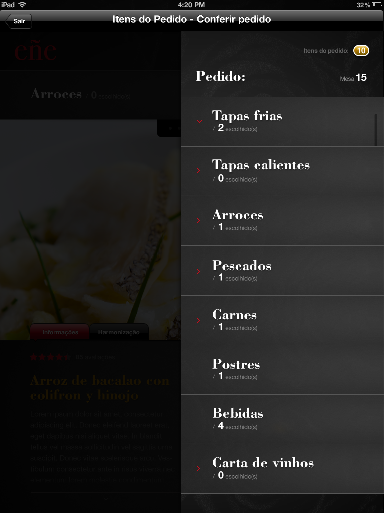 restaurant gastronomy gastronomia eñe iPad Interface vgui GUI