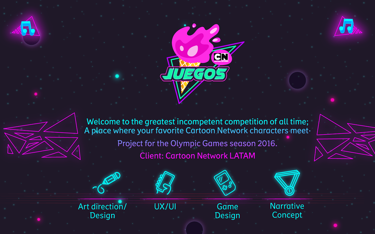 Videogames ux UI art direction  80´s gameplay conceptual art cartoon network