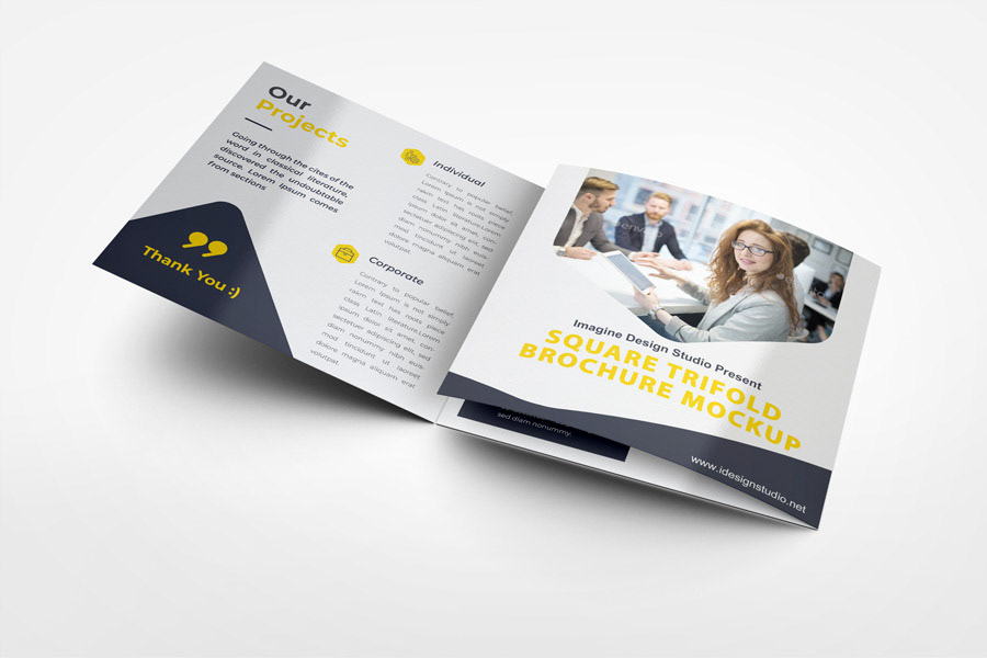 brochure business corporate cover creative design flyer Mockup square trifold