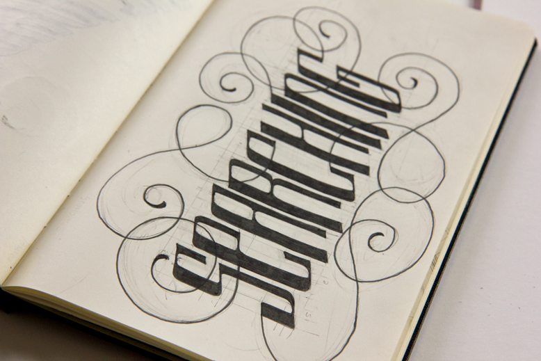 type sketchbook words hand drawn