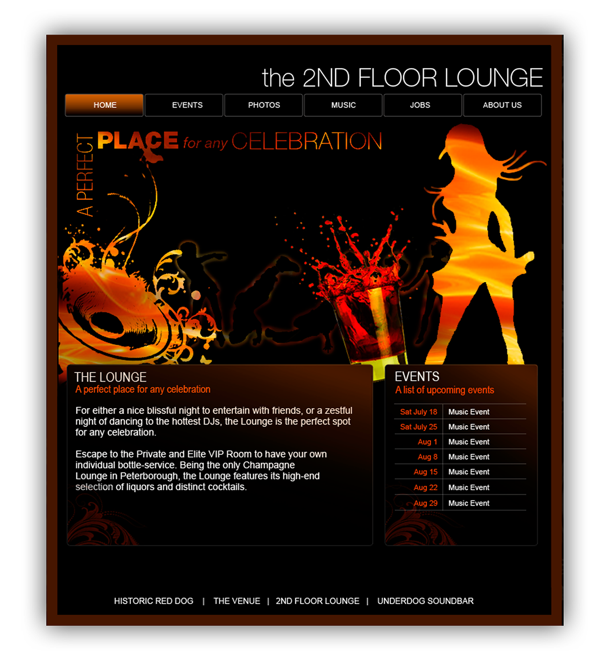 Night clubs web site photoshop Entertainment css Asp.Net xhtml Flash Flash Video streaming video