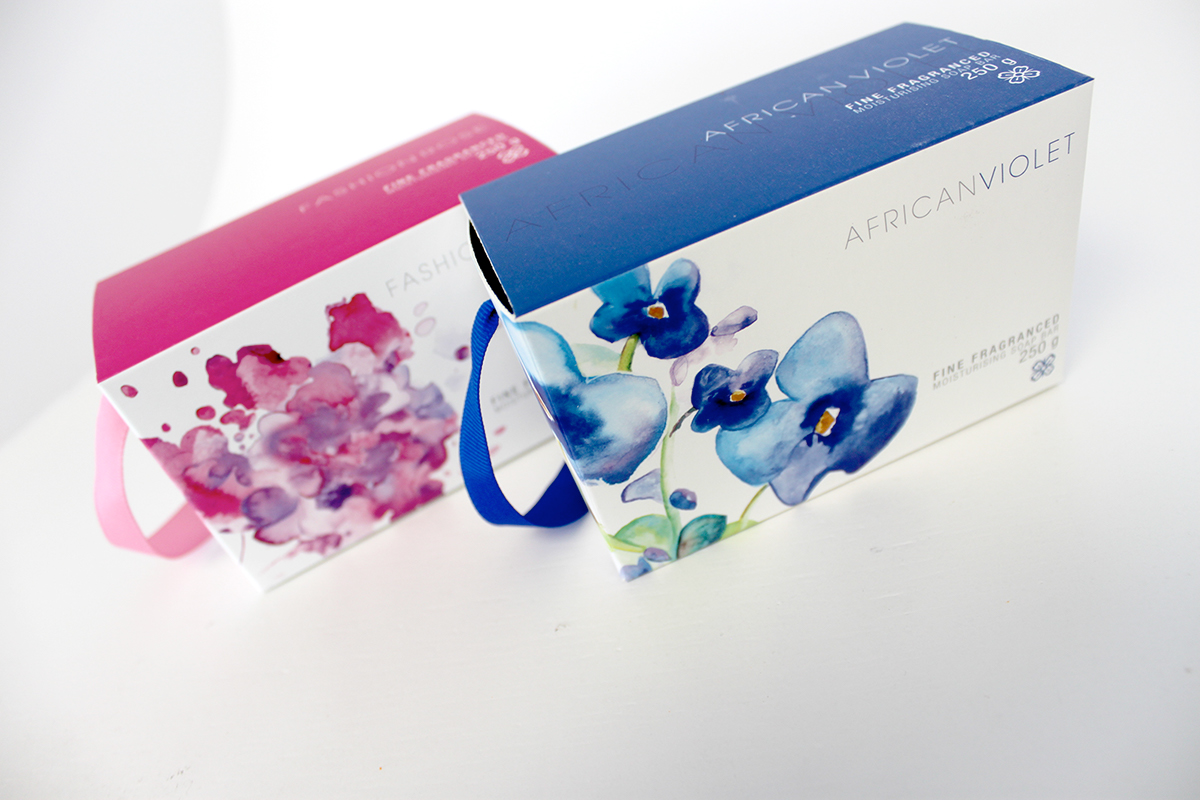 watercolour pink blue handbag soap carton innovation Create vibrant