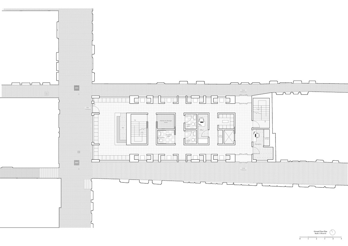 amsterdam bar hotel Plan Project section Elevation axonometric