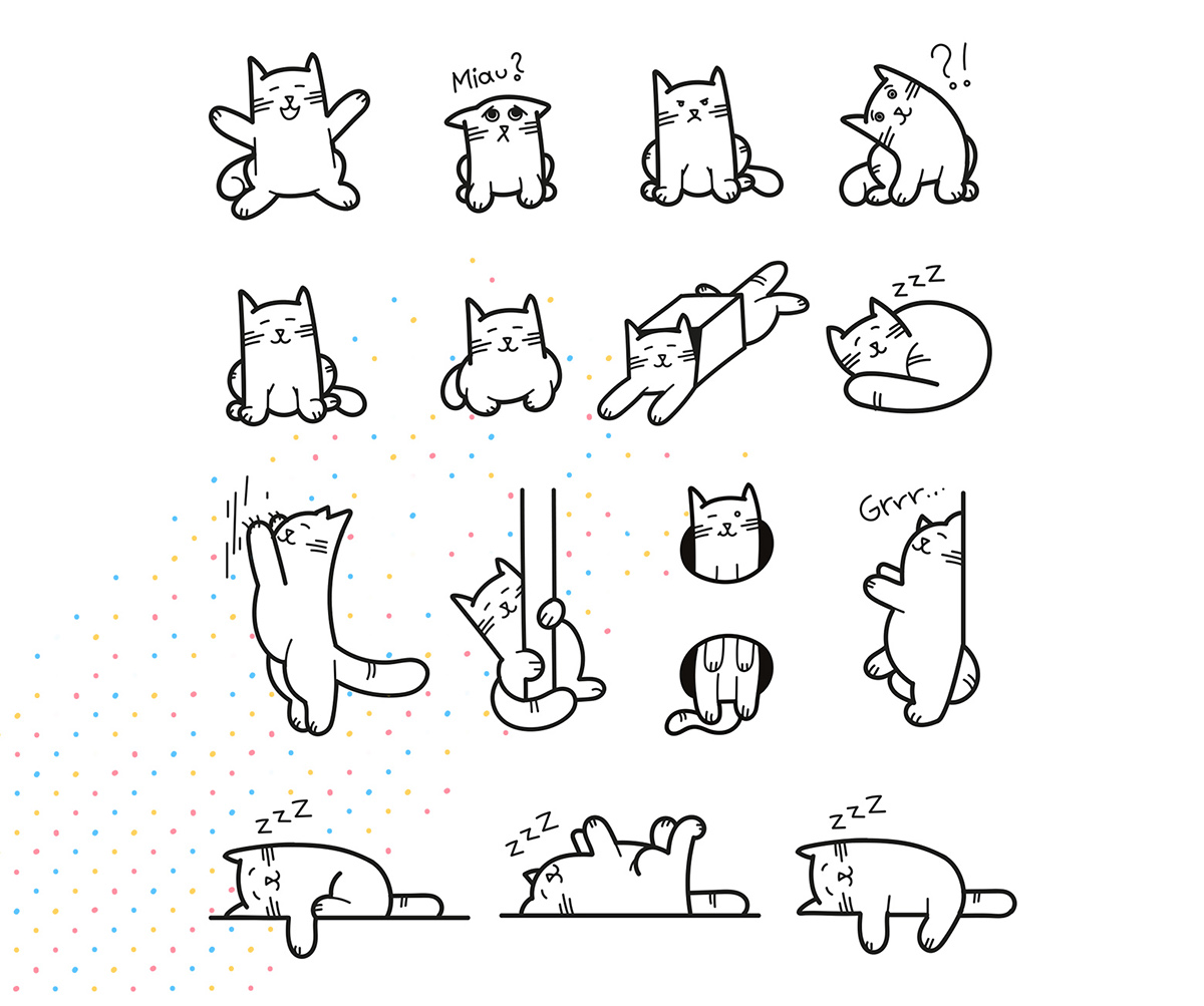 Cat box gift kot w worku dots pattern