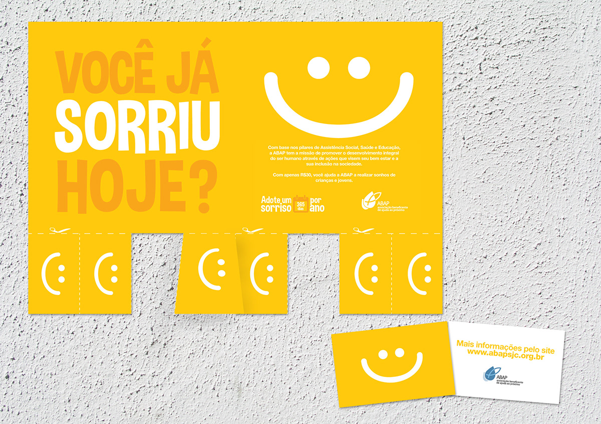 charity ABAP PIB sjc Brazil children donation doação yellow Sun year smile round orange joy