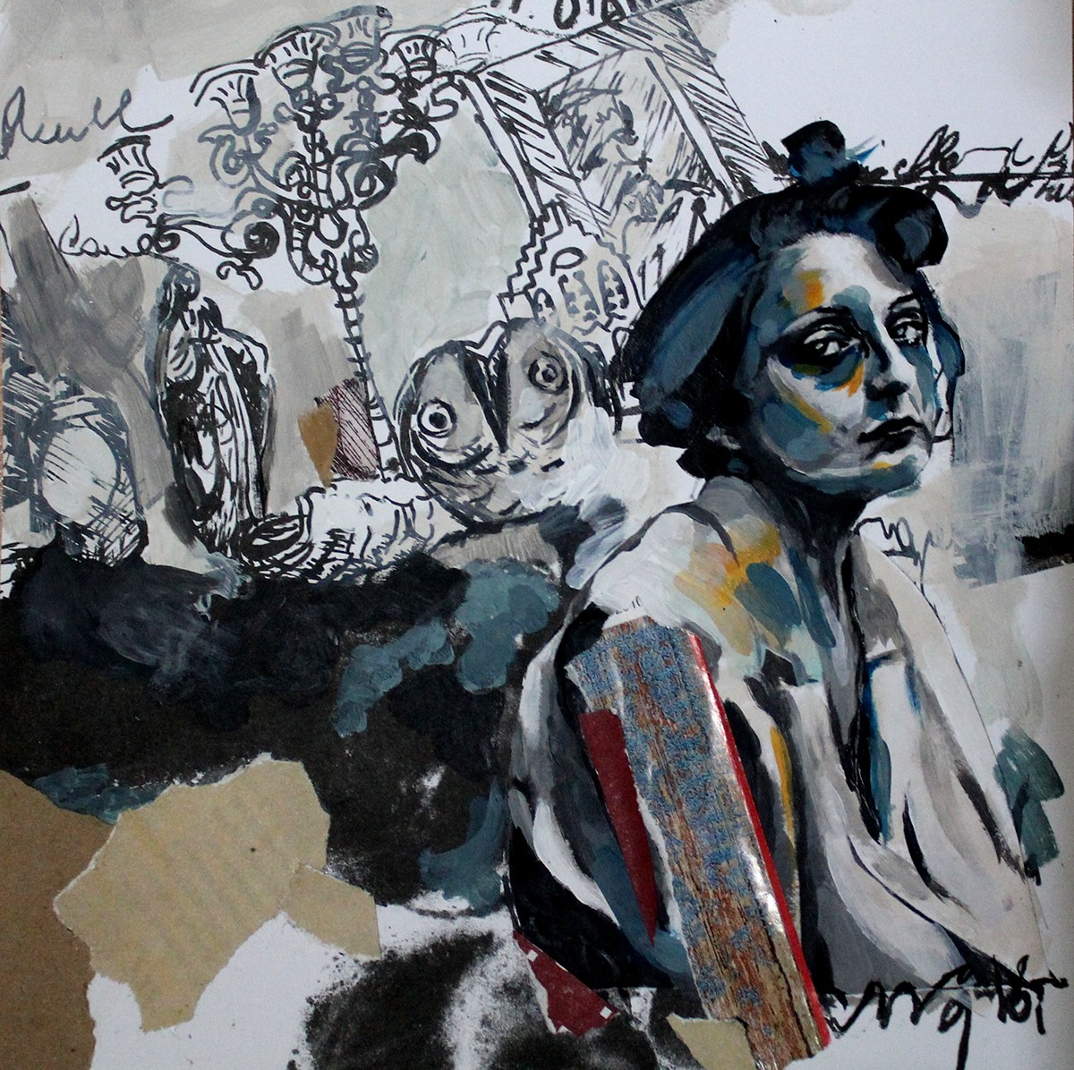 paint printmaking canvas paper acrylic figure nude city women woman