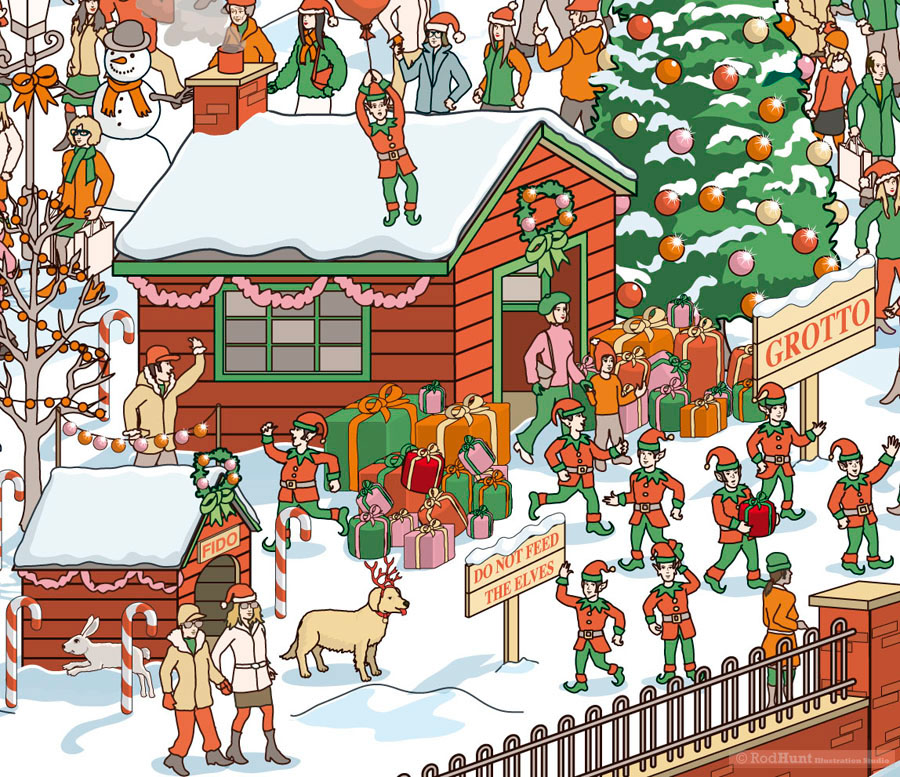 Adobe Portfolio Christmas xmas christmas card Pixel art vector design detail Landscape seasonal Greetings card Isometric funny humour Fun vector art