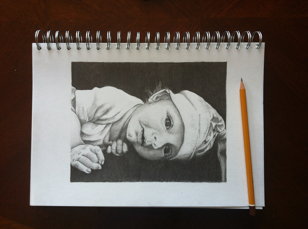 baby  portrait  art  graphite  drawing  Illustration  pencil  original  realistic