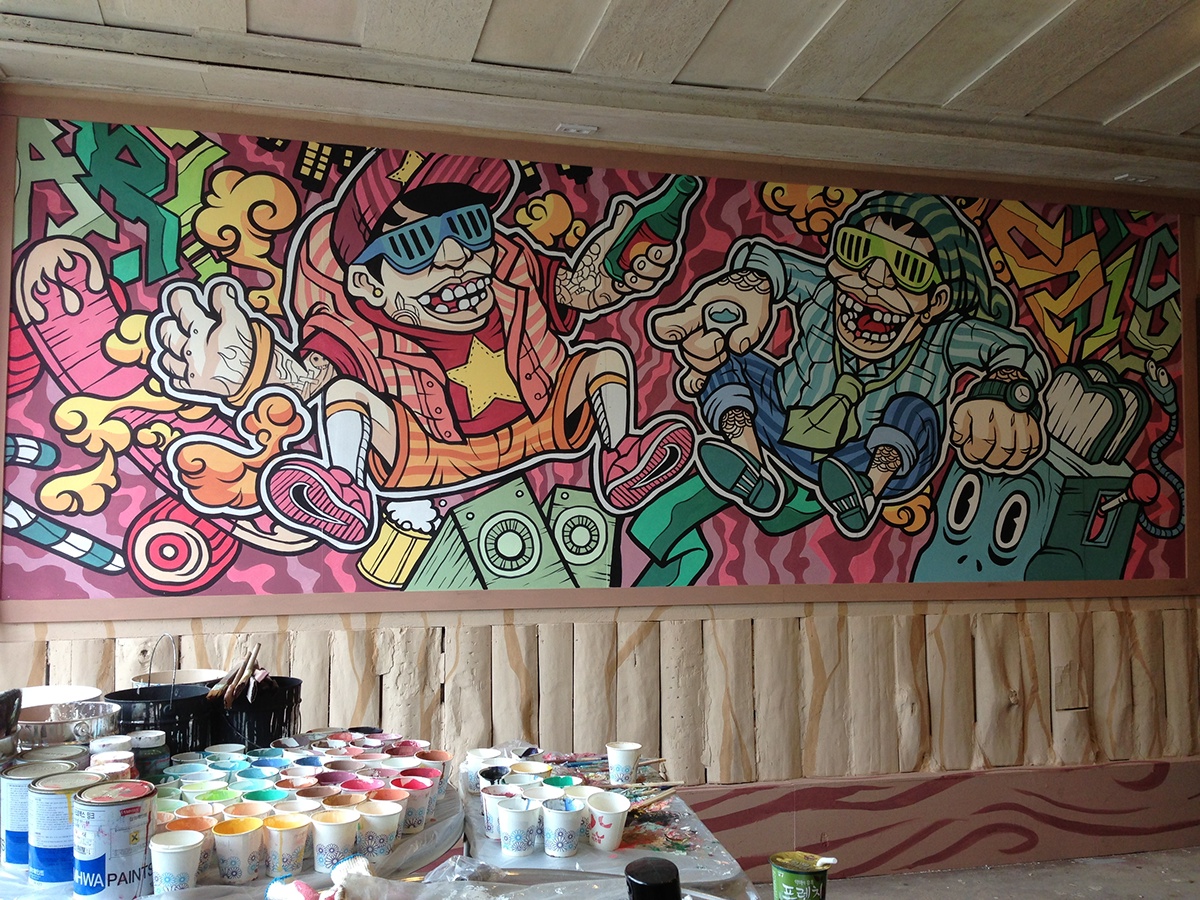 wall-painting Bearstone's   cartoon painting I-Jay   Graffiti painting   Mural Painting