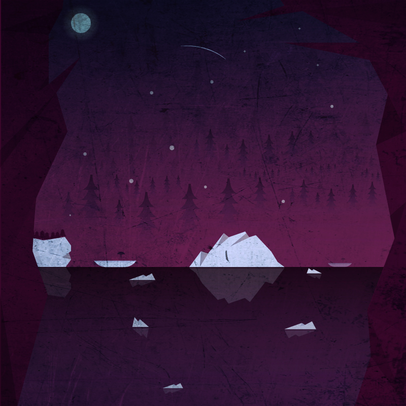 illustrate winter night dark iceberg Tree  horror