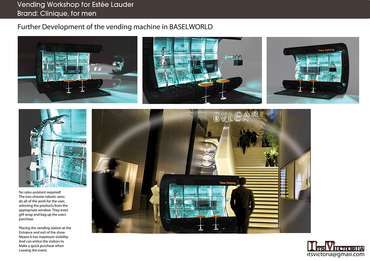 Estee Lauder exhibition stand photoshop 3ds max rendering sketching conceptual
