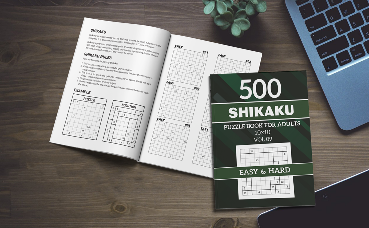 Easy To Hard Shikaku Puzzle Book For Adults 10x10 Vol 09