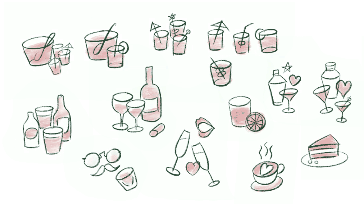 F&B hotel bar restaurant drink menu alcohol cocktail logo pink