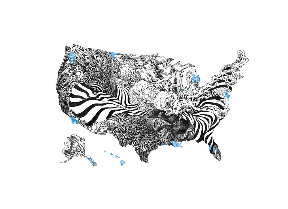 ink paper maps country black and white
