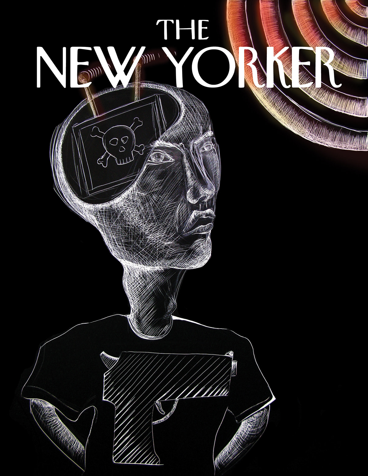 cartoon cover The New Yorker new yorker scratchboard