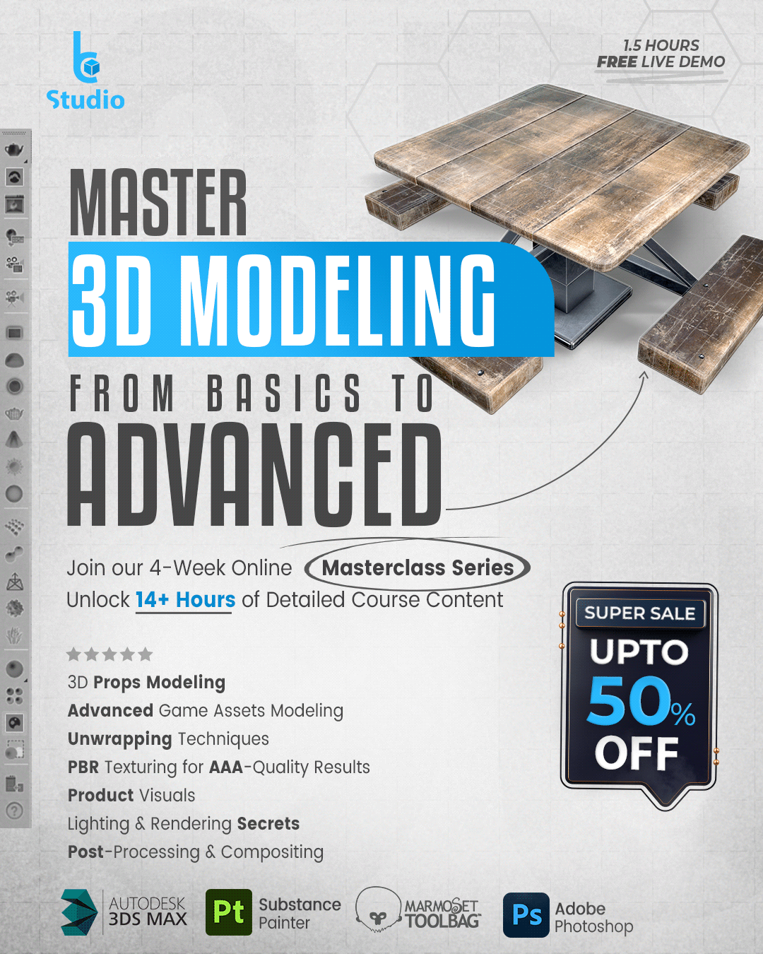 training tutorial 3D Substance Painter 3d modeling 3ds max PBR texturing hindi urdu