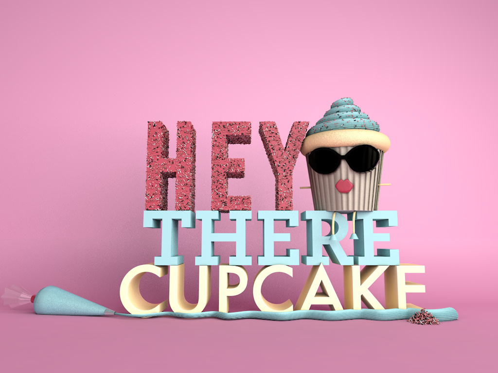 cupcake 3D cinema4d lauren 3D Type type Character cupcake woman