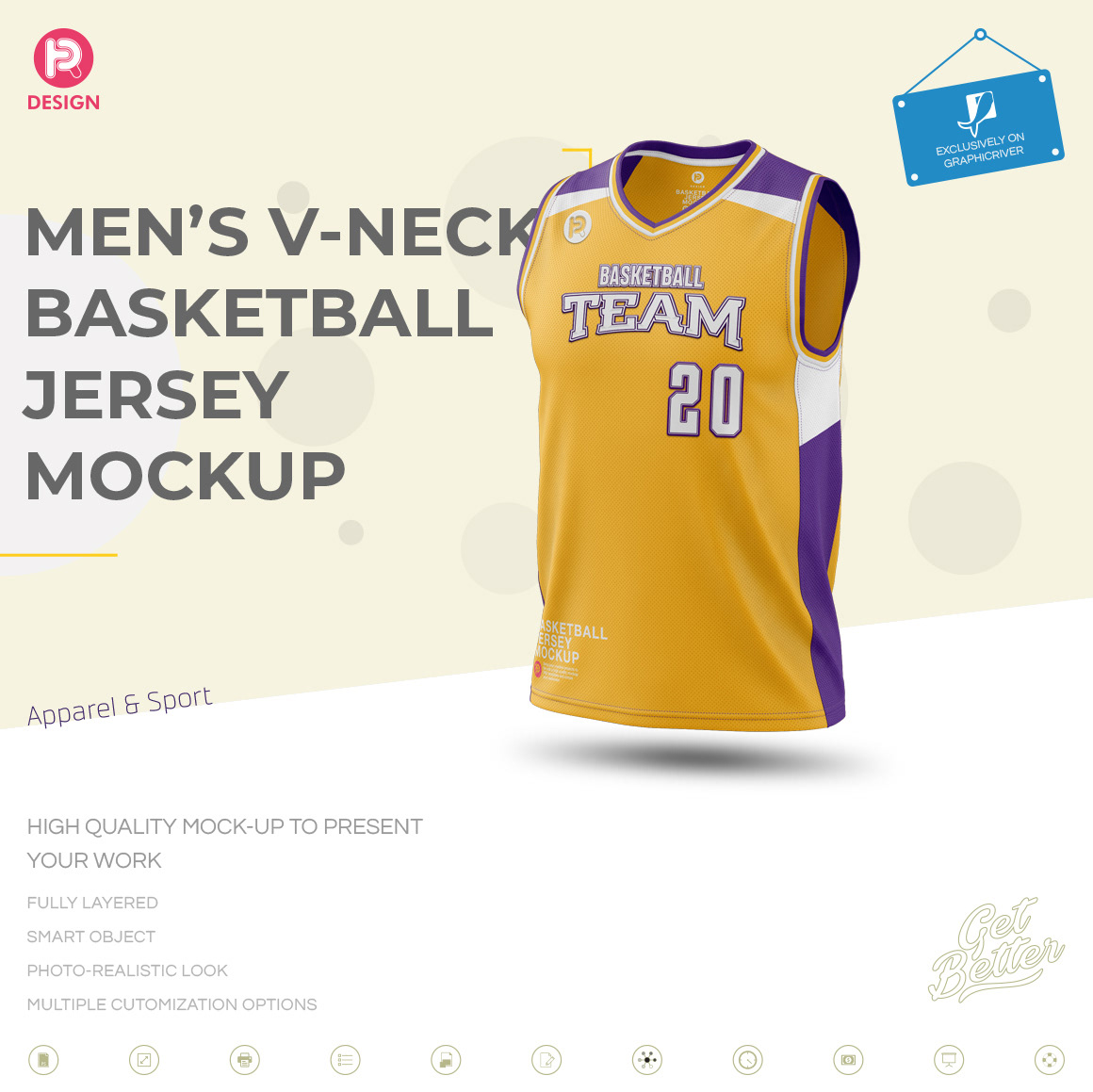 Men’s V-Neck Basketball Jersey Mockup | Behance