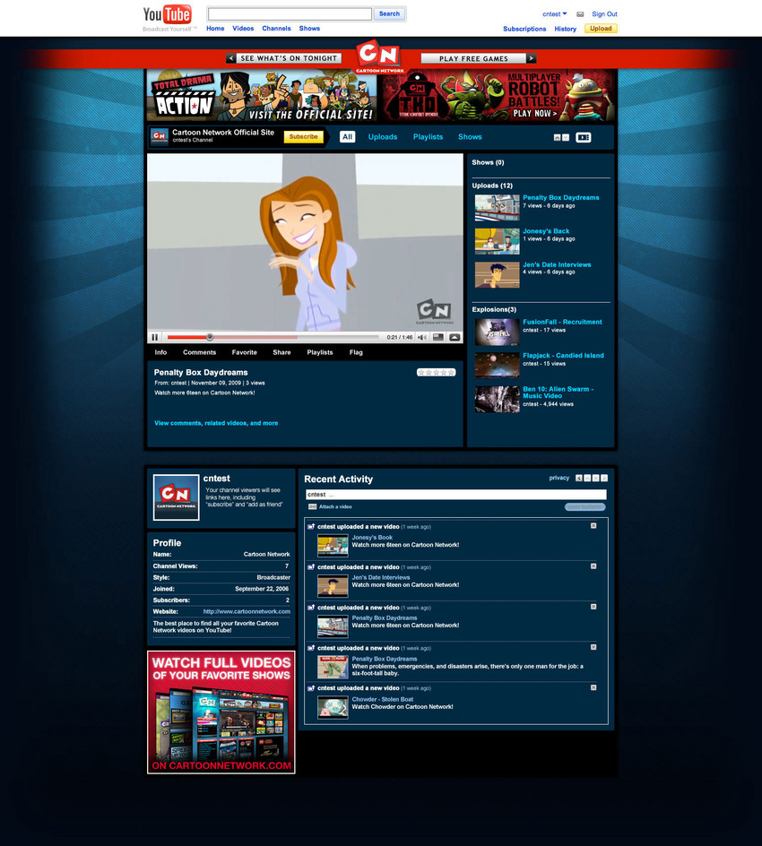cartoon network video Interface redesign Website Layout