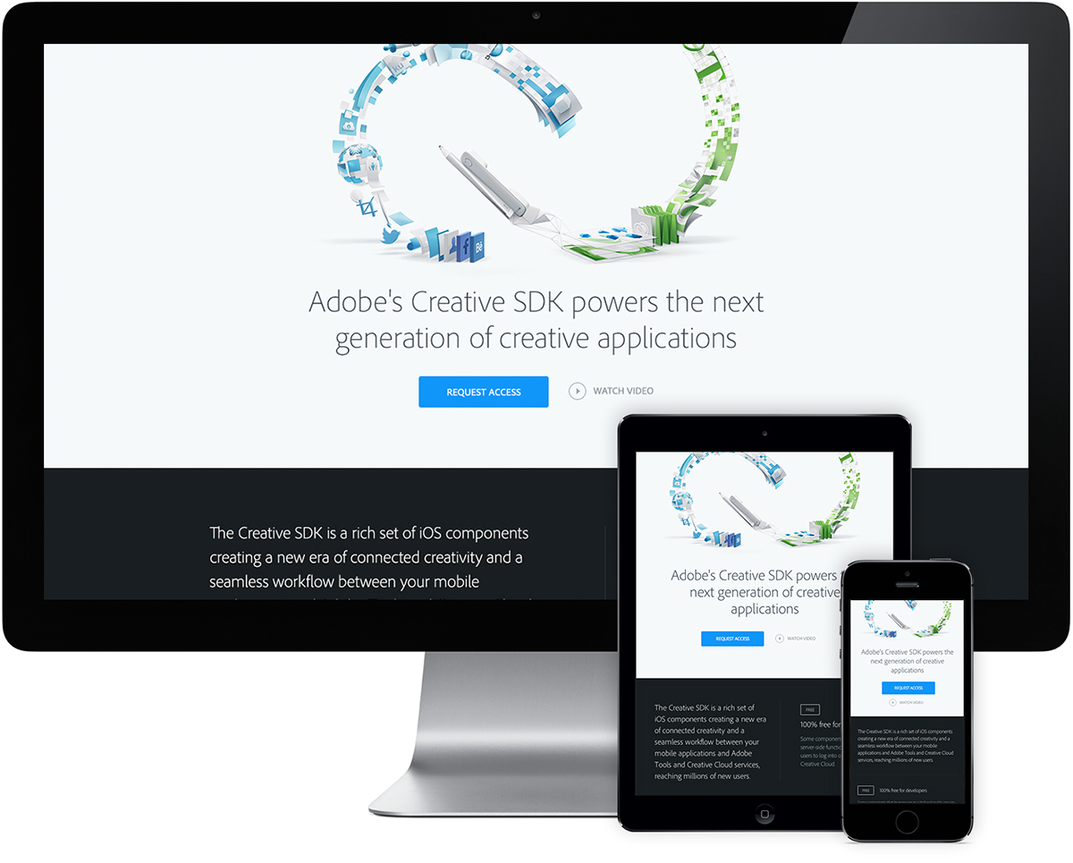 adobe creative sdk creativesdk creative sdk Behance Creative Cloud creativecloud cloud Website iphone iPad Responsive desktop illustrations