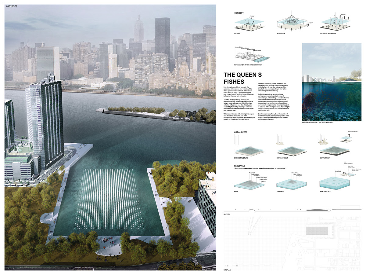 architecture Landscape waterfront aquarium Sustainable coral reefs sea level marine research nyc Queens