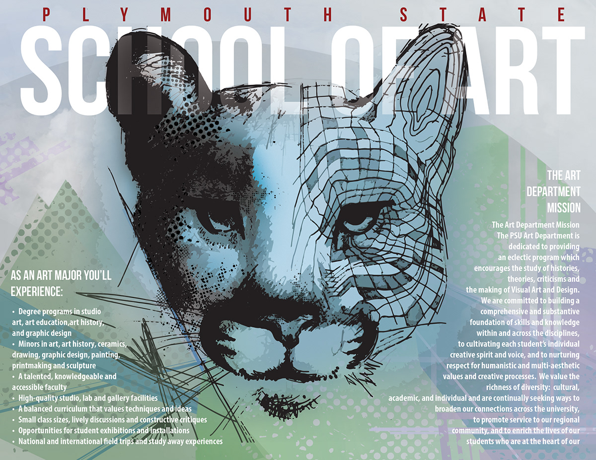 brochure Plymouth State University new hampshire mountain lion panther animal media usa Nature school art design
