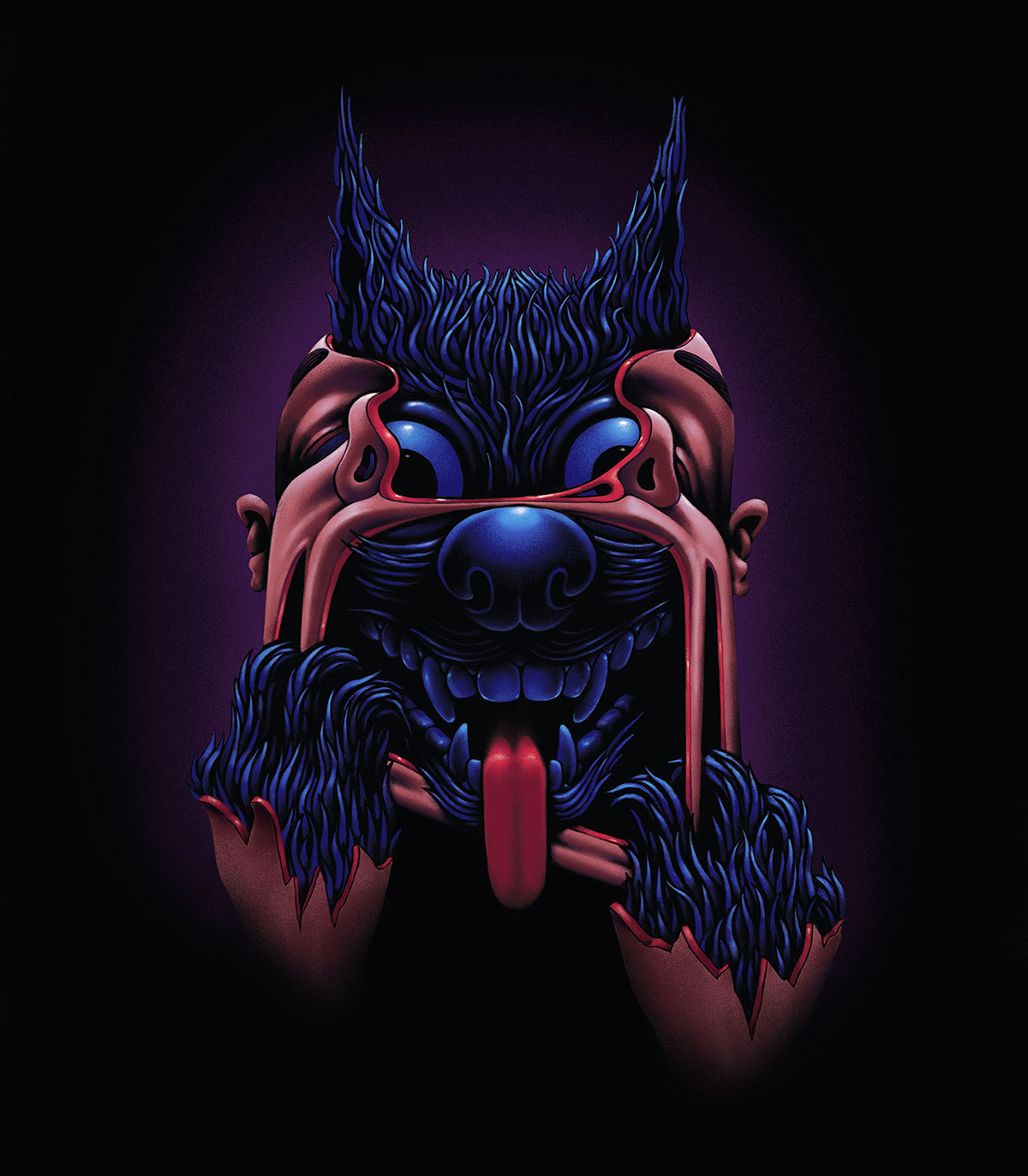 ILLUSTRATION  Character design  Digital Art  airbrush 80s smartphone Werewolf monster graphic art Retro