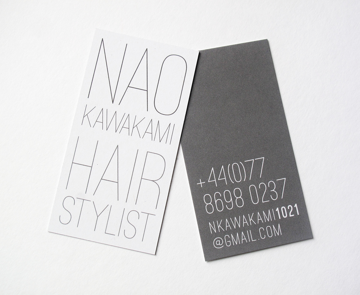 Business Cards hair stylist hairdresser design Nao Kawakami hair stylist Style styling  off-set litho