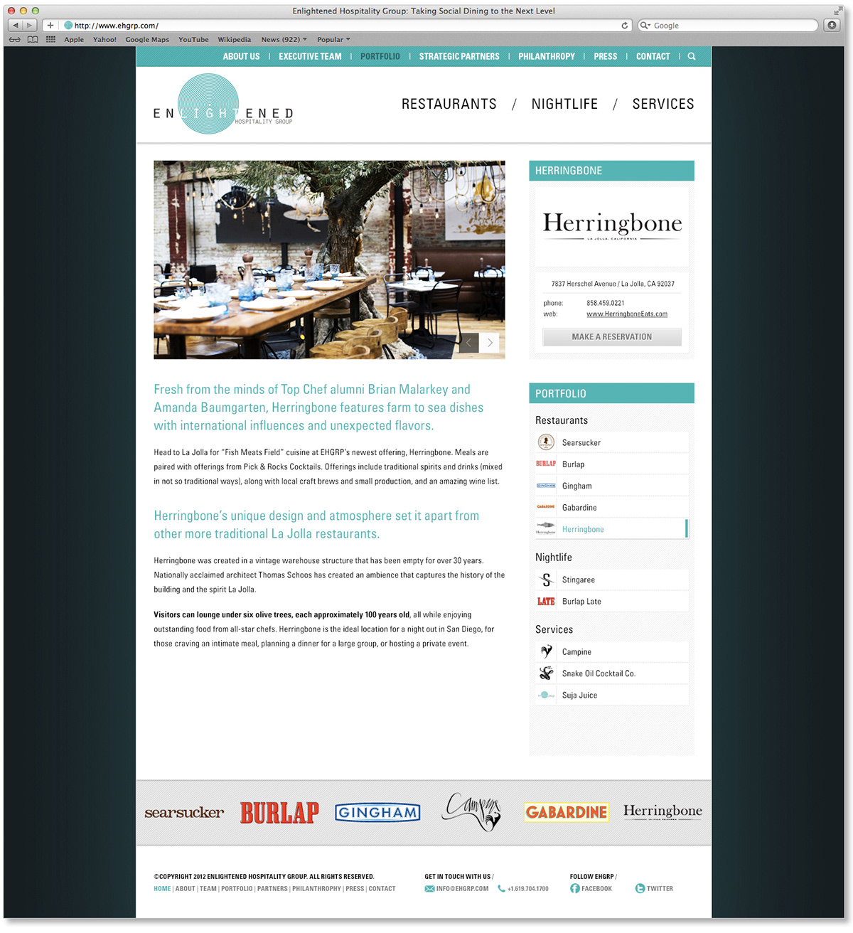 corporate restaurant portfolio Web